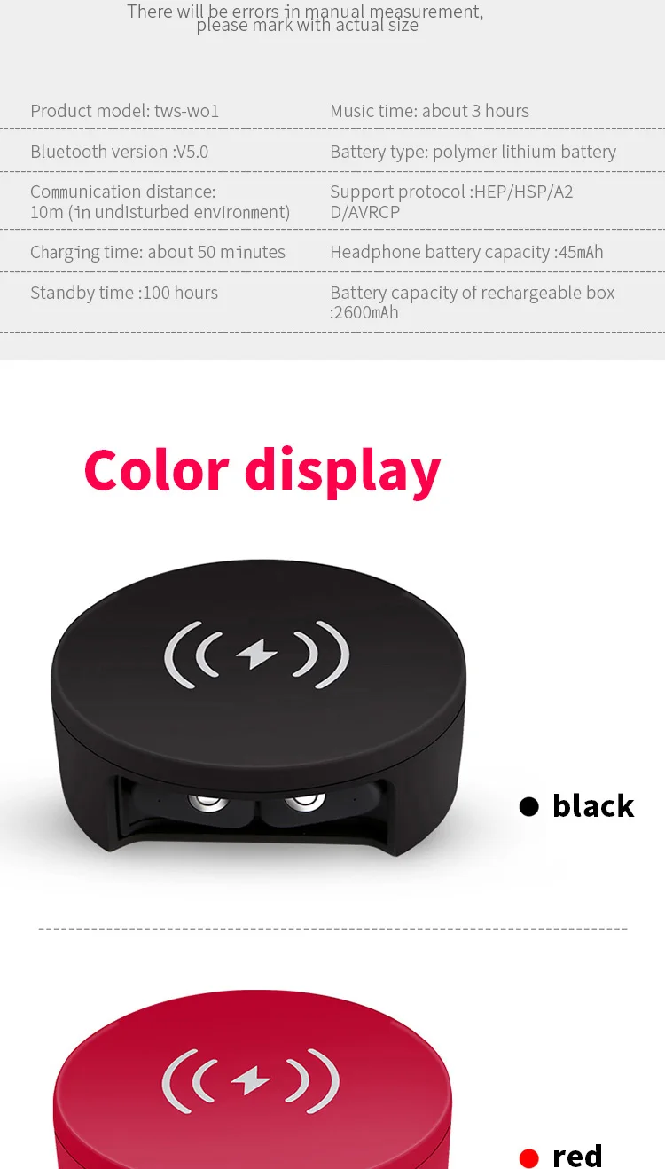 CALETOP Bluetooth 5,0 наушники TWS IPX5 водонепроницаемые наушники-капельки HiFi с сенсорным микрофоном 2600 мАч зарядное устройство чехол с беспроводным зарядным устройством