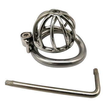 Screw Lock Ergonomic Design Stainless Steel Male Chastity Device Super Small Cock Cage Penis lock Cock Ring Chastity Belt S070 1