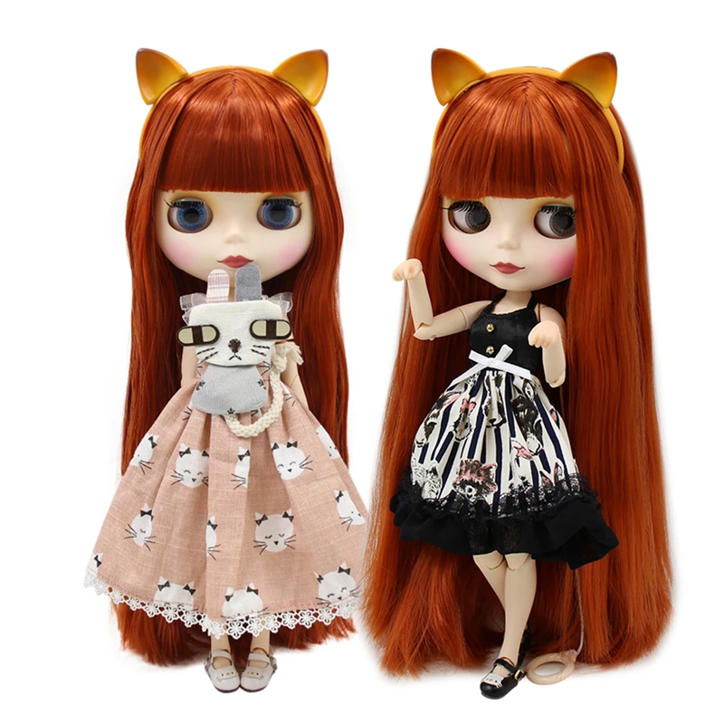 Ледяная кукла DBS Blyth 1/6 bjd красно коричневые волосы матовое лицо совместное тело