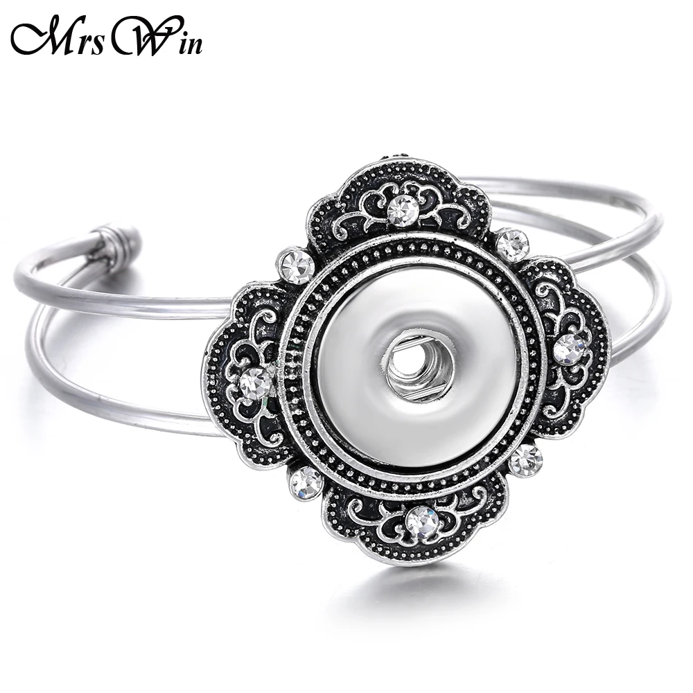 New Snap Jewelry Metal Button Bracelet Cuff Bracelets Fit 18mm Buttons Silver color | Украшения и аксессуары