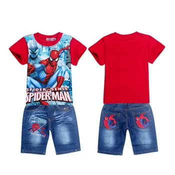 

Children Boys Summer Spiderman Kids Clothing Sets Baby Kids T Shirt Jeans Shorts Toddler Boys Denim Pants Sports Clothes Set