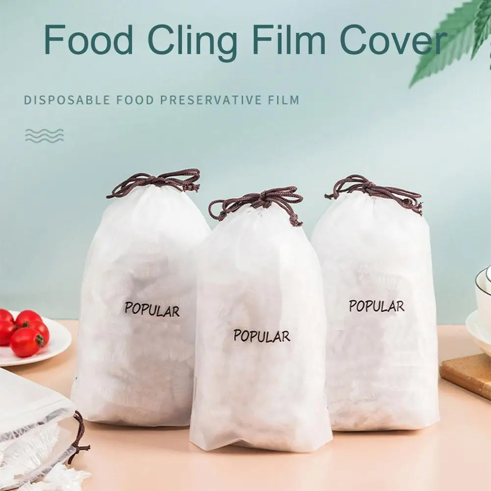 100pcs Disposable Food Cover Plastic Wrap Elastic Food Lids For Fruit Or Bowls Cups Covers Dustproof Hair Caps Shower