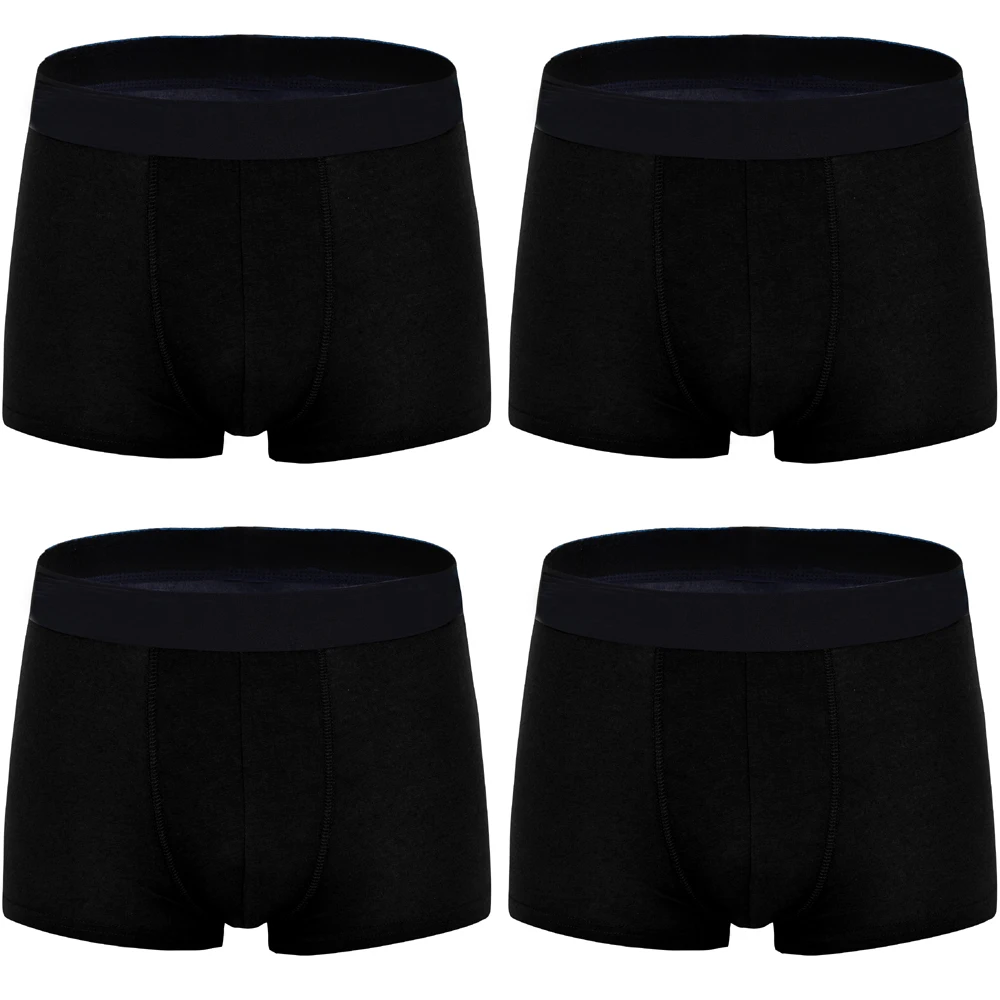 Black (4pieces) 4 шт./партия боксеры, мужское нижнее белье, мужские хлопковые трусы, Мужские дышащие боксеры, одноцветные трусы, удобные брендовые шорты - Цвет: Black (4pieces)