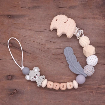 

1PC Privately Customized Personalized Baby Name dummy clip Crochet Pearl pacifier clips Baby Shower Gift