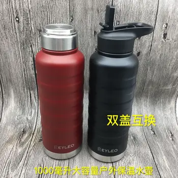 

Large Capacity Thermos Insulated Water Bottle Lid Travel Stainless Steel Water Bottle Hiking Taza Termica Vacuum Tumbler KK60BW
