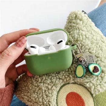 

Fashion Green Avocado keychain Bluetooth Earphone silicone case for Airpods pro 3 cover