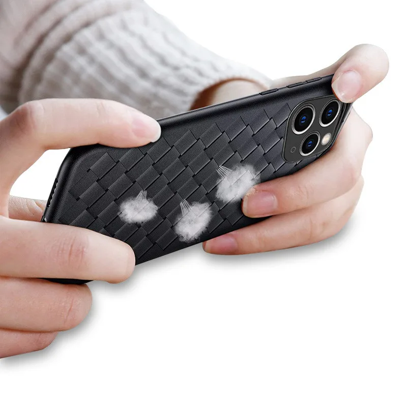 Дышащий сетчатый чехол для iPhone 11 XR 6S 7 8 Plus X кожаный ТПУ ткачества BV силиконовый