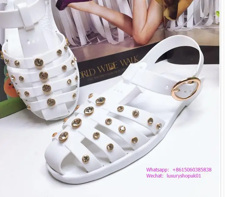studded jelly strap sandals