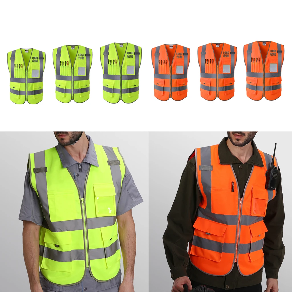 Reflective Safety Vest High Visibility Workwear Safety Vest Comfortable Workwear Uniforms Reflective Strips Washable Safety Vest L-2XL