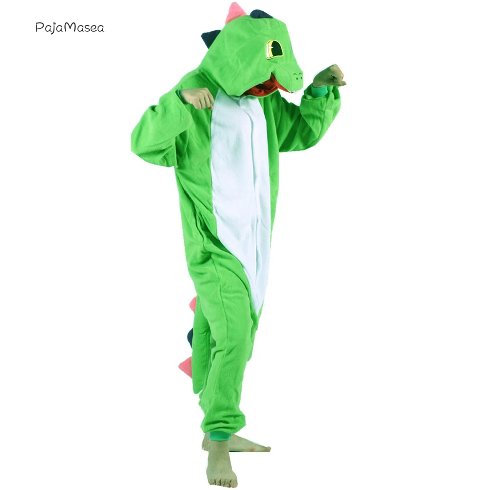 PAJAMASEA New Green Dragon Animal Onesie Women Christmas Sleepwear Man Cartoon Cosplay Funny Halloween Jumpsuit Raccoon Kigurumi