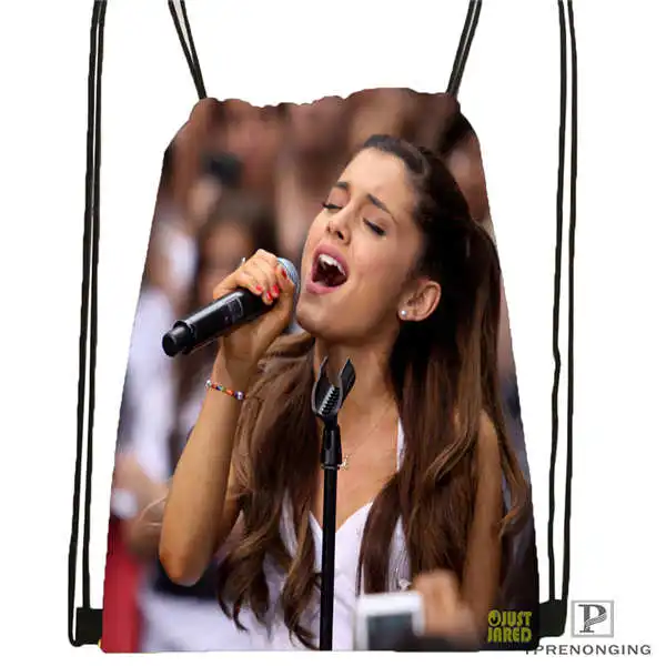 Изготовленный На Заказ Ariana-Grande@ 02-походная сумка на шнурке милый рюкзак для детей(черная спинка) 31x40 см#180611-03-114