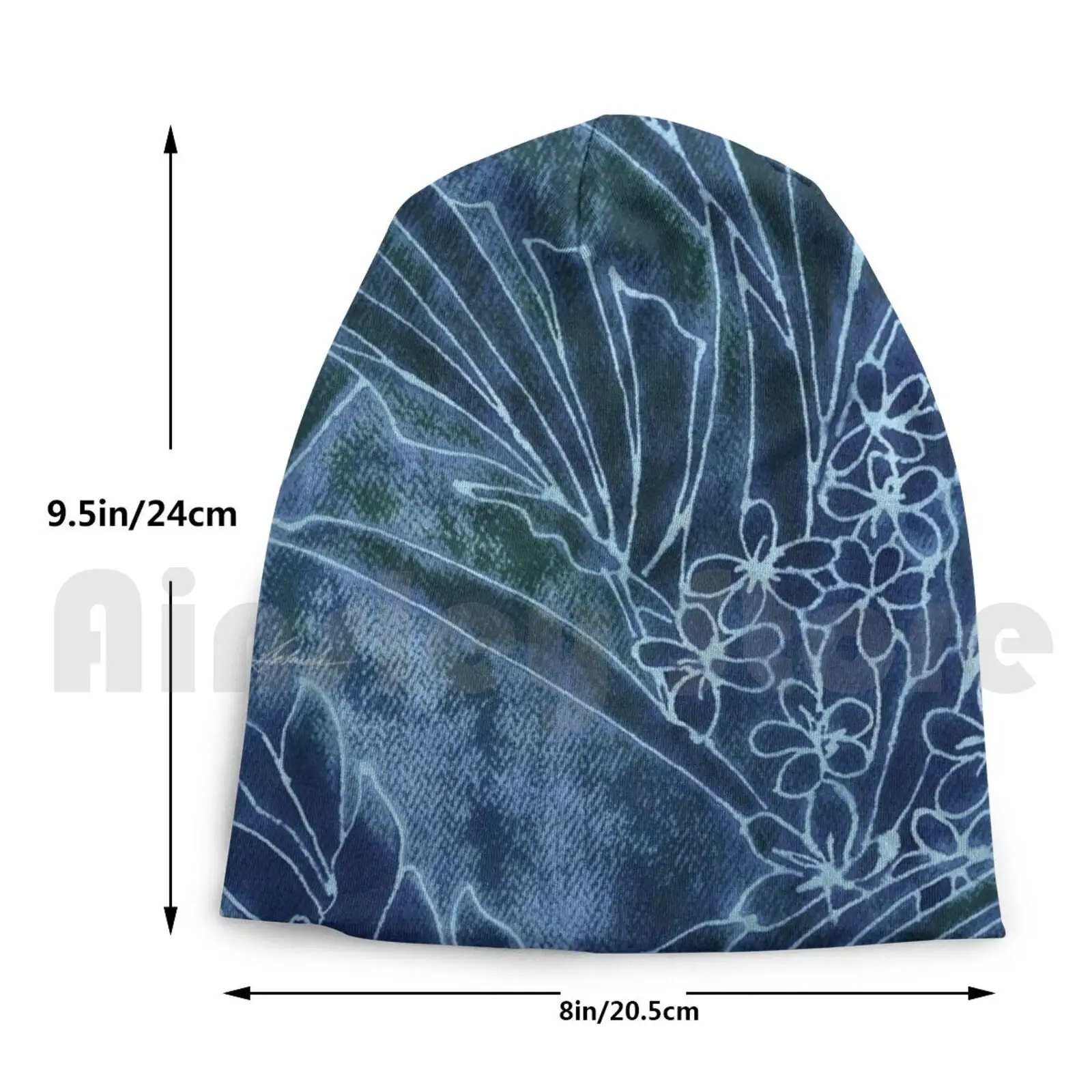 프리티 바지 비니 니트 모자, 힙합 블루 청바지 인디고 열대 정글 열대 우림 꽃