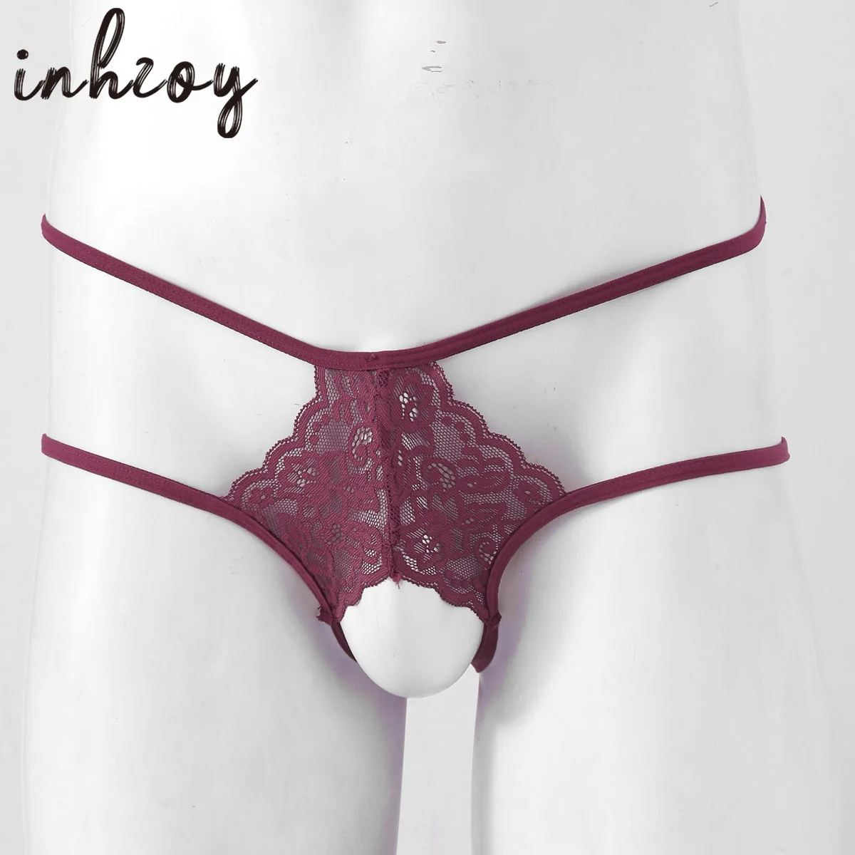 Men Lingerie Briefs Sissy Lace Crotchless Panties Gay Male Sexy See-through Open Butt Briefs Underwear Exotic Penis Hole G-string men stretch g string panties,men stretch thong underwear,men lingerie briefs