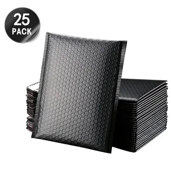 

Bubble Mailers Storage Bag Padded Envelopes Lined Poly Mailer Multifunctional Container Reuse Self Seal Black Organizer 25PC