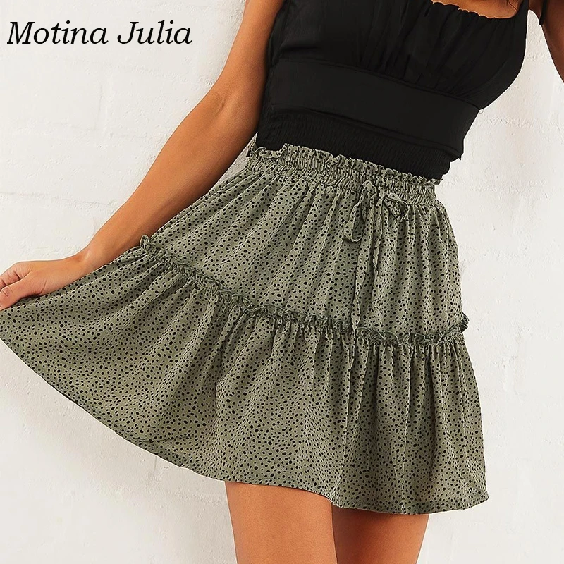 Motina Julia, леопардовая расцветка, мини-юбка, нижняя Женская юбка с бантом спереди, пляжная юбка в стиле бохо, женская