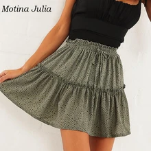 Motina Julia, леопардовая расцветка, мини-юбка, нижняя Женская юбка с бантом спереди, пляжная юбка в стиле бохо, женская