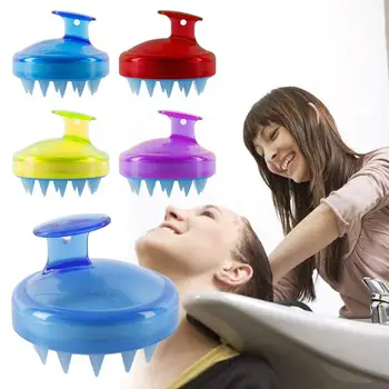 

4 Colors Handheld Silicone Scalp Shampoo Massage Brush Washing Shower Hair Comb Mini Head Meridian Massage Comb Bath Brush