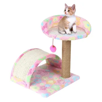 

M2-3 Pet Cat Tree Climbing Frame Toy with Ball Shape Bell Toy Cat Scratching Posts Cat Scratch Board Jumping Training Toy