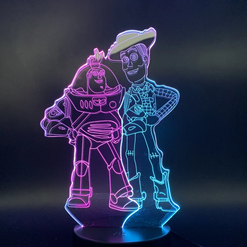 Led Night Light Woody Buzz Lightyear For Kids Bedroom Creative Two-tone Nightlight for Children Gift 3D Lamp battery operated