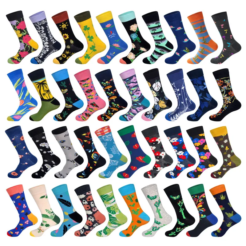 Downstairs Gifts for Men Socks Pack Flowers Grass Tree Sunflower Lily Cactus Summer Happy Fashion Medias Hombre | Мужская одежда