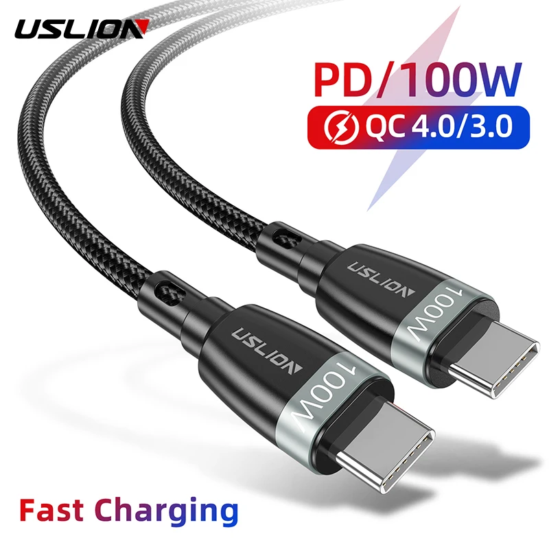 USB кабель USLION PD 100 Вт для быстрой зарядки 2 м Type C Xiaomi Samsung S9 быстрая зарядка 4 0 MacBook Pro