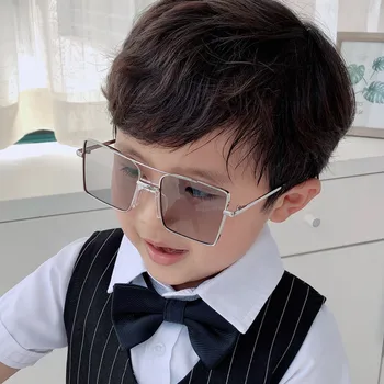 

Hot Square Sunglasses Kids Metal Frame Glasses Anti-UV Sun Glasses for Boys Girls Popular Eyewear Children Oculos UV400 Gift