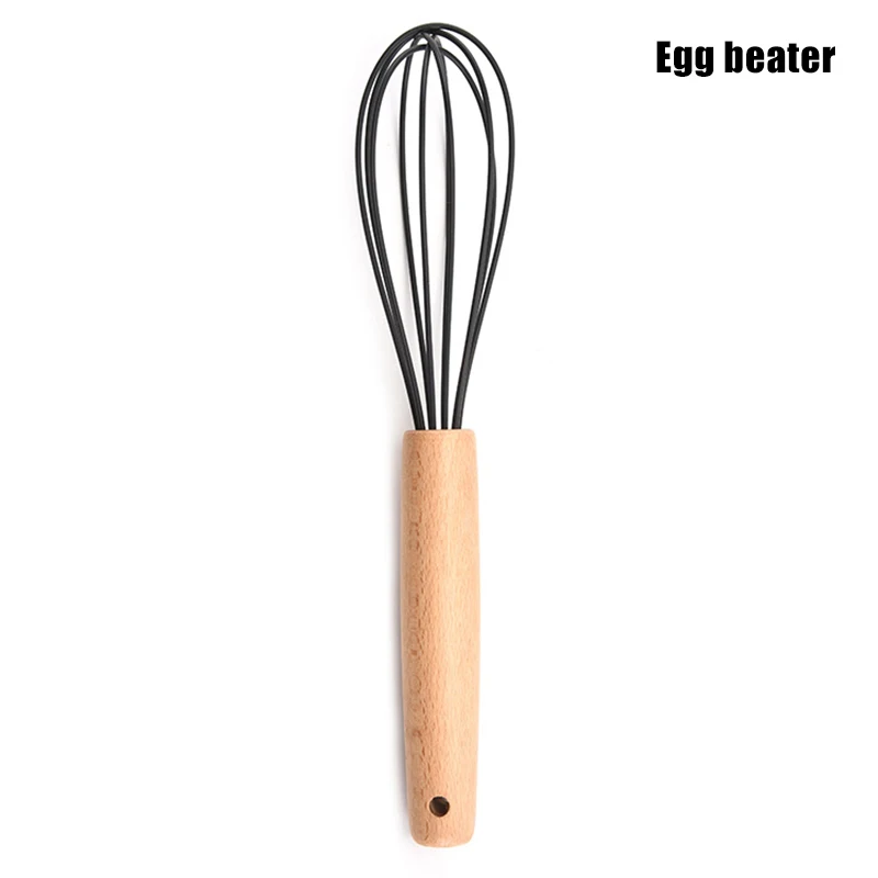 egg beater Силиконовые кухонные принадлежности набор антипригарная кухонная лопатка Ложка деревянная ручка инструмент для приготовления пищи шпатель гаджеты для кухни посуда набор TB - Цвет: egg beater