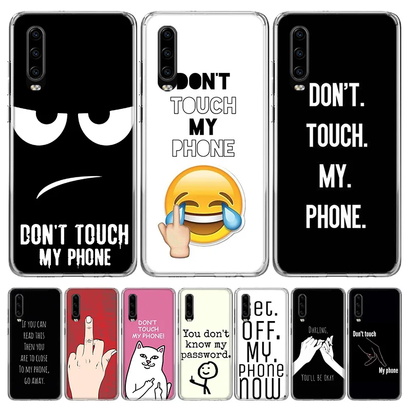 Надписью «Don't Touch My Phone»(не трогай мой крышка чехол для телефона для huawei P30 P20 Коврики 30 20 10 Pro P10 Lite P Smart Z+ корпус под плетенную сумку Капа