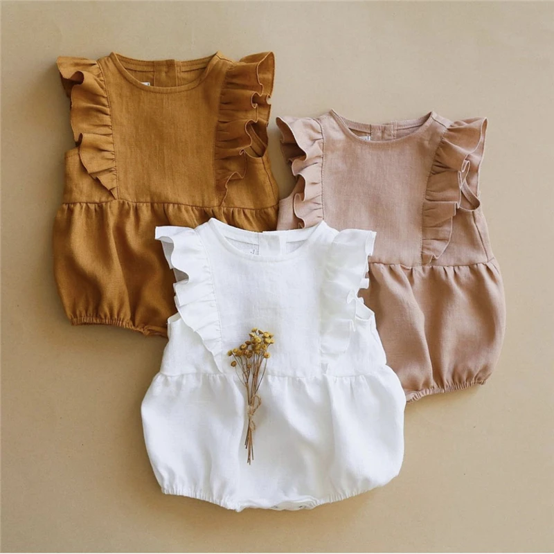 2020 Rainbow Linen Baby Boys Girls Summer Romper Brother Sister Machthing Toddler Sleeveless Rompers Baby Bubble Playsuit Onesie