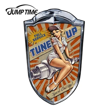 

JumpTime 13cm x 8.3cm Car Styling Super Sexy Pin Up Girl Grill Sign Spark One Up JDM Window Decal 3D Car Sticker Accessories