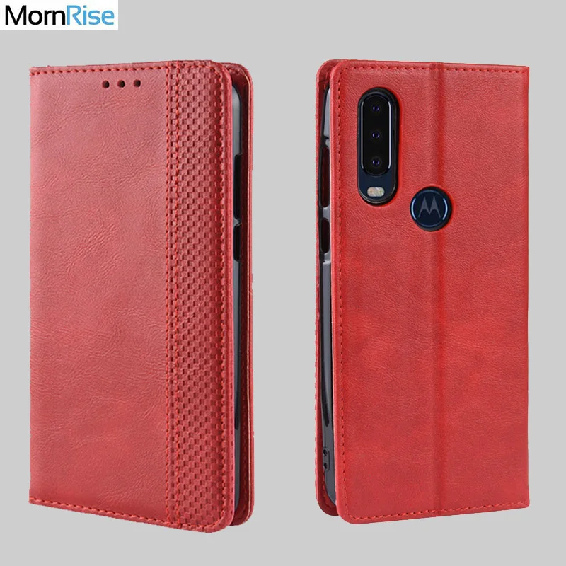

Luxury Retro Slim Magnetic Leather Flip Cover For Motorola MOTO One Action Case Book Wallet Card Stand Soft Cover Phone Bags