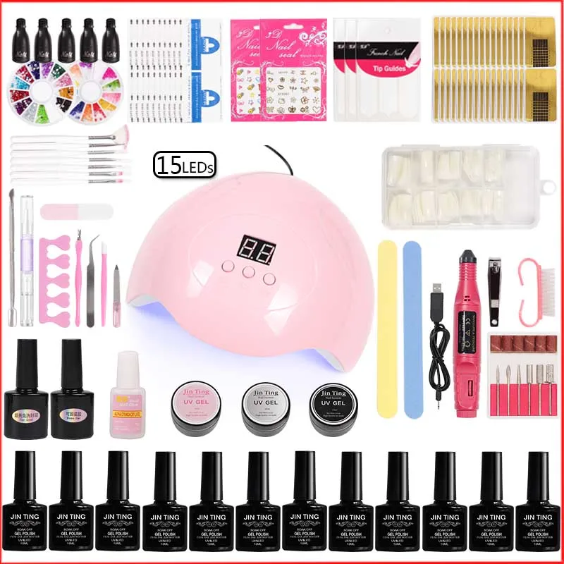 

45w/80w X5 Led Nail Lamp Gel 12 Color Nail Polish Gel Varnish Set for Manicure Electric Manicure Machine Handle Acrylic Nail Kit