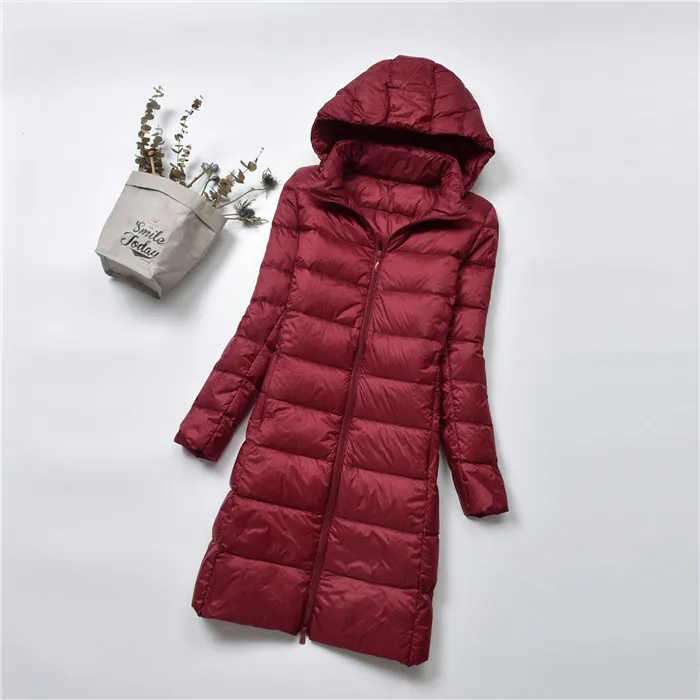 Зимний ультра легкий пуховик с капюшоном для женщин, большие размеры 4xl, длинное пальто, женские пуховики, пальто Campera Mujer - Цвет: As Picture