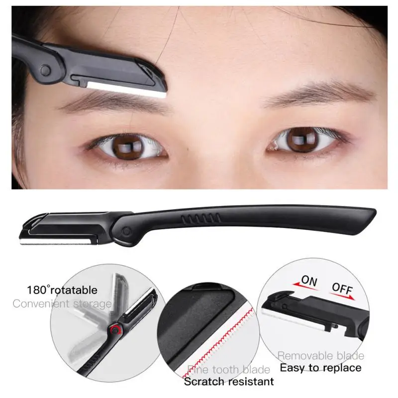 Black Eyebrow Trimming Scissors Stainless Steel Tweezers Eyebrow Scraping Comb Razor Clip Makeup Tools Sets