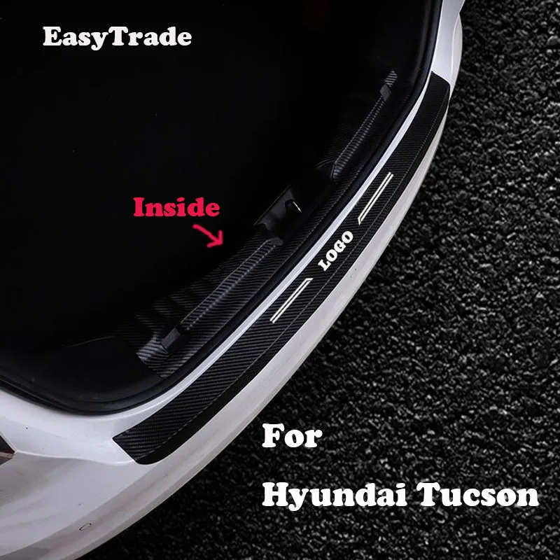 Автомобильный задний бампер протектор порога багажник рельефная пластина отделка порога кожаная наклейка для hyundai Tucson аксессуары