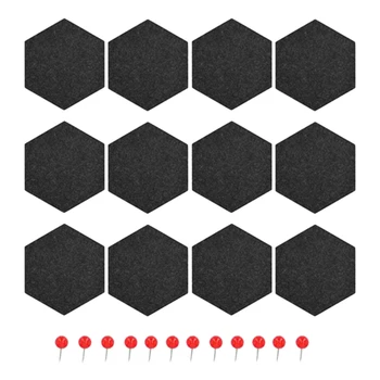 

12 Pack Felt Memo Board Decorative Notice Board Hexagon Bulletin Board,Felt Cork Tiles,Pin Board Wall Decor for Photos