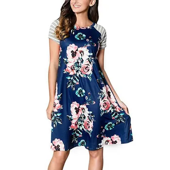 

Sexy Women Printed Floral Patchwork Nightdress Lingerie O Neck Night Gown Summer Casual Sleepwear For Women