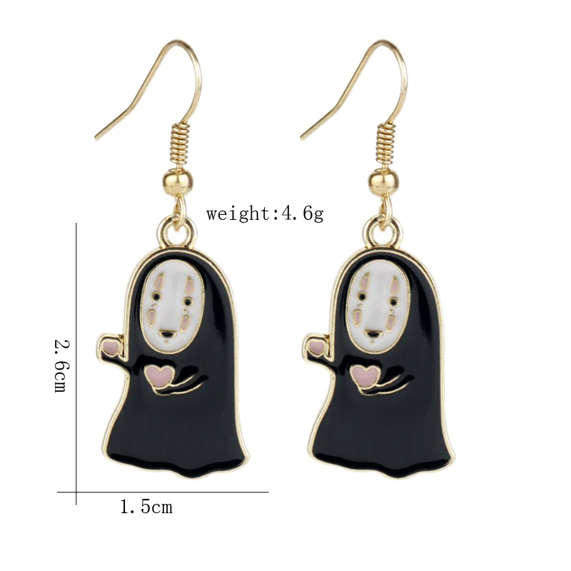 Anime Spirited Away No Face Man Earrings Cartoon Fairydust Ghost Drop Earring Alloy Totoro Stud Earrings Jewelry Gifts