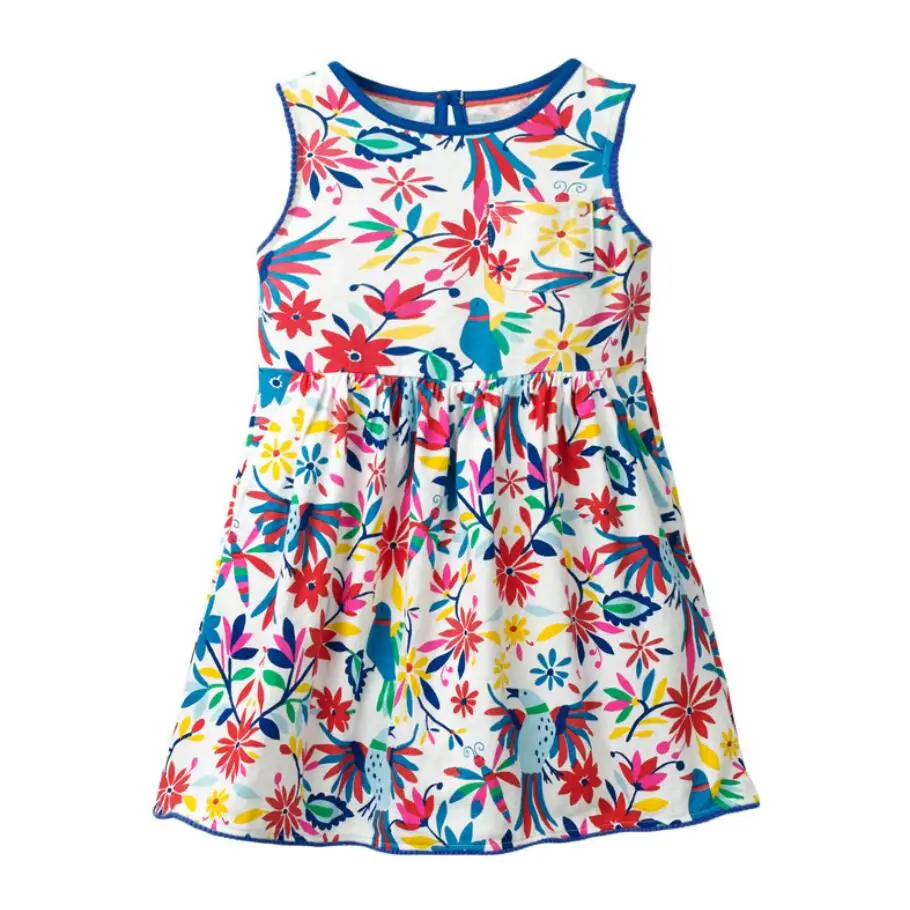 Little maven/Новинка года; летняя одежда для маленьких девочек; Брендовое платье; детское хлопковое платье в полоску без рукавов с фруктовым цветочным принтом; Сарафан