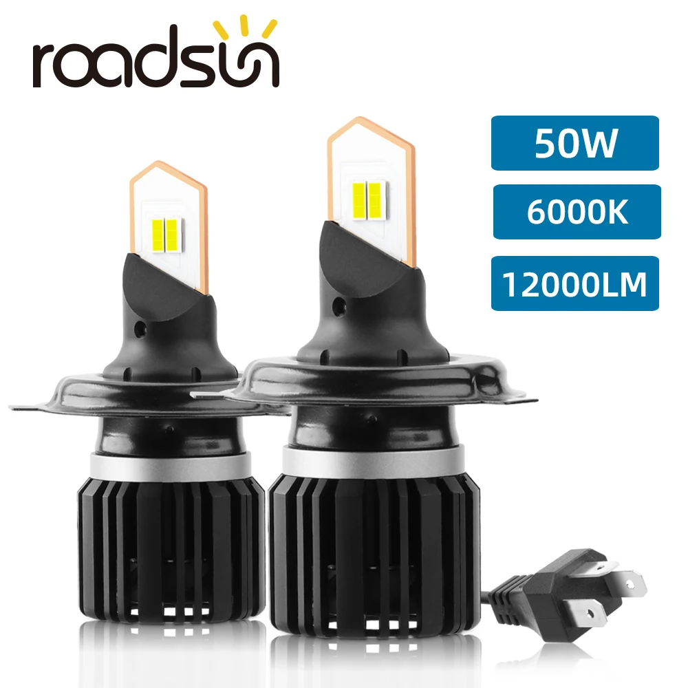

roadsun 2x H11 H7 LED Auto Lights H8 H1 High Low Beam H4 LED Bulb 9005 HB3 9006 HB4 Headlight 12V 24V 6000K 16000LM Car Fog Lamp