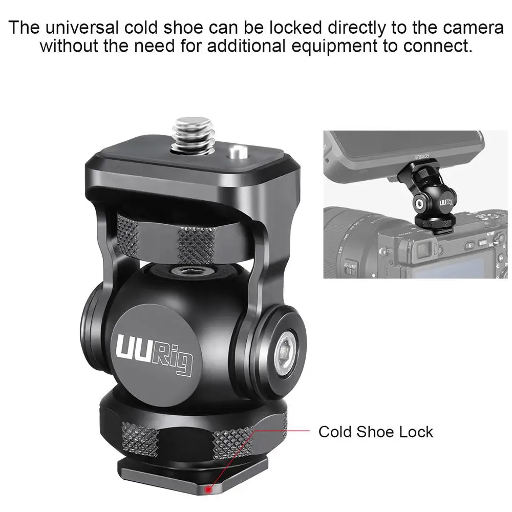 UURig R015 кронштейн монитора мини-шаровая Головка с холодным башмаком карданный вал для sony Canon Nikon DSLR камеры смартфона r60
