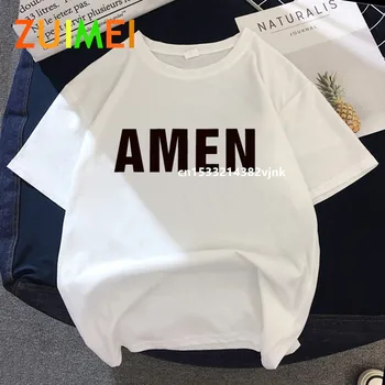 

Women AMEN JESUS Harajuk Print T-shirt top 2020 Summer Fashion Short Sleeved T-shirt Girl,Drop Ship