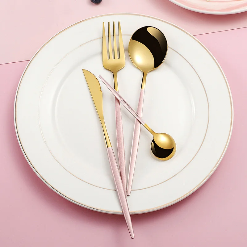 Cutlery Set Stainless Steel Cutlery Set Chopsticks Knife Dessert Spoon Dinner Fork Tea Ice Spoon Tableware Set