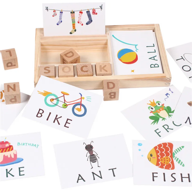 Модные Обучающие игрушки деревянные английские орфографические буквы Алфавит игра Раннее Обучение обучающая игрушка Дети 40N20