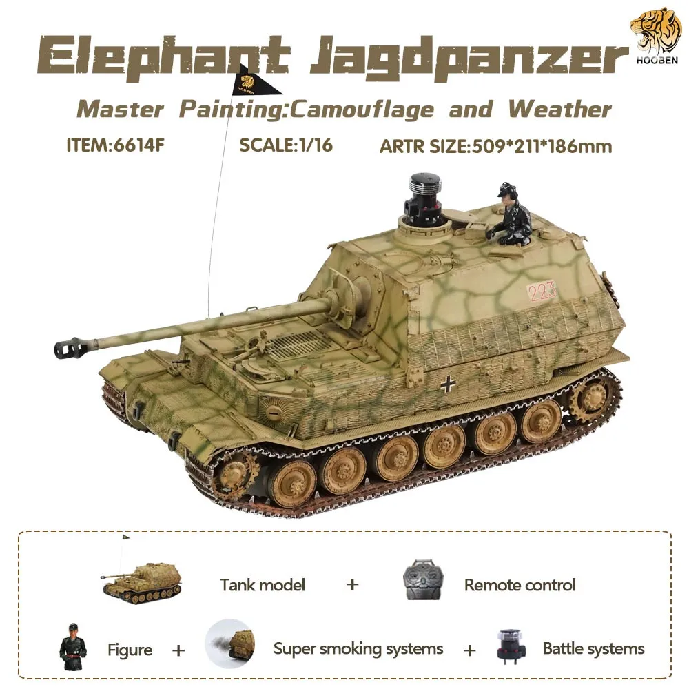 HOOBEN немецкий полный комплект 1/16 Elefant Jagdpanzer Ferdinand TANKS Радиоуправление полная