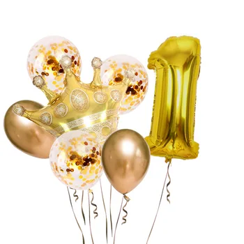 

Big Crown 32 inch Digital Aluminum Foil Balloon Confetti Latex Balloon Set Birthday Party Decorations Kids Baby Shower Balloons
