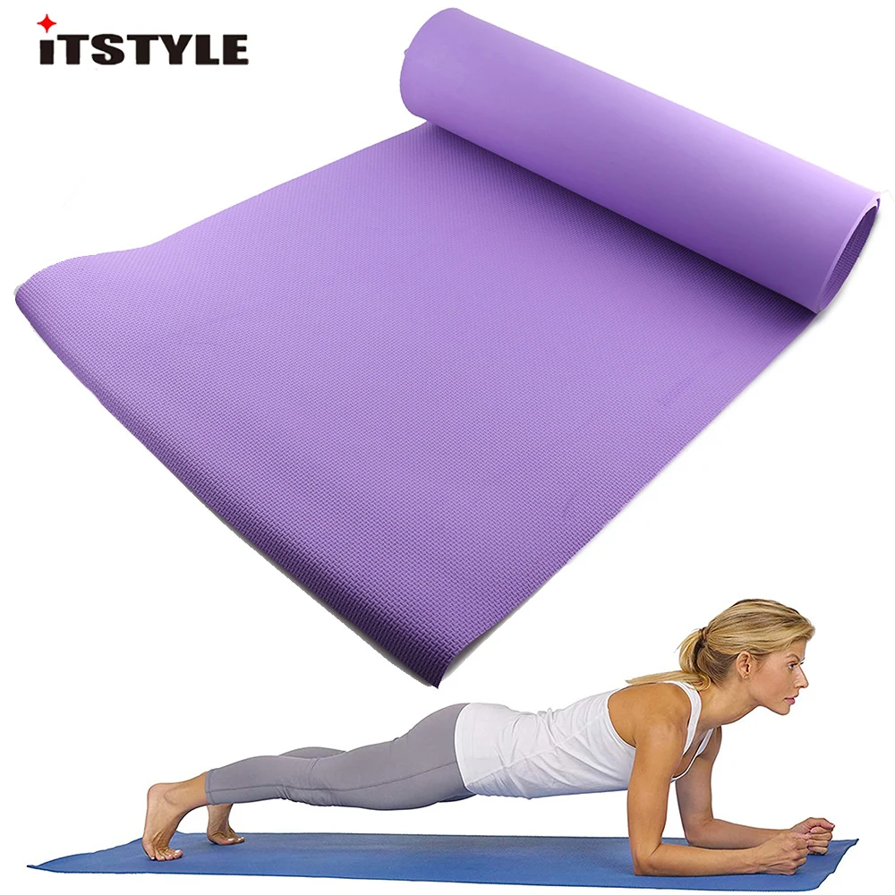 Yoga Mat 6mm Thick Exercise Fitness Physio Pilates Gym Mats Non Slip Carrier bD 