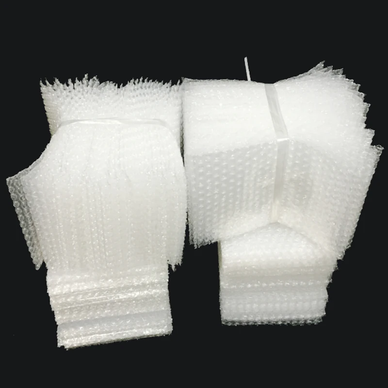 Bolsas de plástico para envolver, envoltorio de burbuja transparente de PE blanco, a prueba de golpes, doble película, embalaje de burbujas, varios tamaños, 50 Uds.