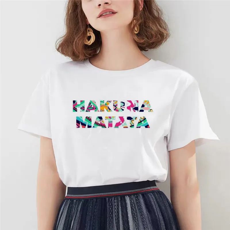 Хакуна матата рубашка Женская Harajuku футболка Летняя графическая печать Топ футболки Модная женская футболка - Цвет: 5666