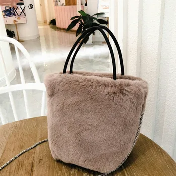 

[BXX] Women's Single Shoulder Crossbody Bag All-match Large Capacity Travel Handbag 2020 Autumn Winter Velvet Tote Bag HI054